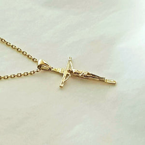 14k 18k gold crucifix pendant necklace 1 Mini 23mm