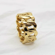 Load image into Gallery viewer, 14k 18k gold wide cuban chain ring 1 L 10mm for men and women

