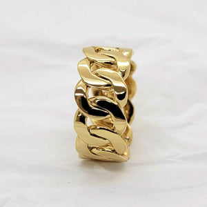 14k 18k gold wide cuban chain ring 1 Large 10mm