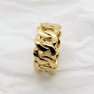 14k 18k gold wide cuban chain ring 1 Large 10mm