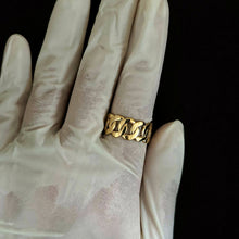 Load image into Gallery viewer, 14k 18k gold wide cuban chain ring 1 Large 10mm
