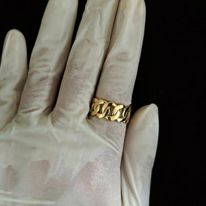 14k 18k gold wide cuban chain ring 1 Large 10mm