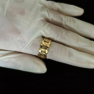 14k 18k gold wide cuban chain ring 1 Large 10mm