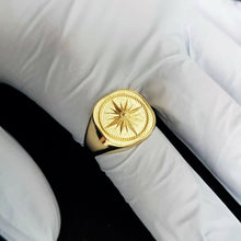 Load image into Gallery viewer, 14k 18k gold men&#39;s compass ring 1
