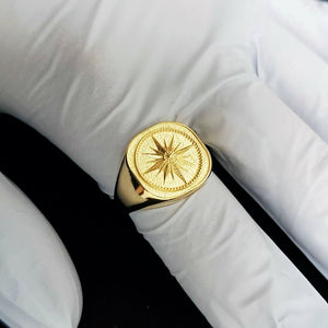14k 18k gold men's compass ring 1