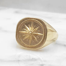 Load image into Gallery viewer, 14k 18k gold men&#39;s compass ring 1

