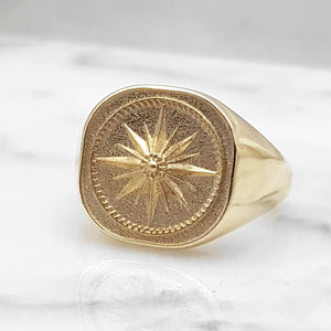 14k 18k gold men's compass ring 1