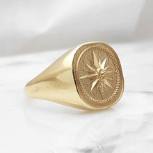 Load image into Gallery viewer, 14k 18k gold men&#39;s compass ring 1
