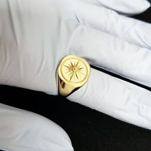 Load image into Gallery viewer, 14k 18k gold men&#39;s compass ring 1
