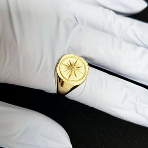 14k 18k gold men's compass ring 1