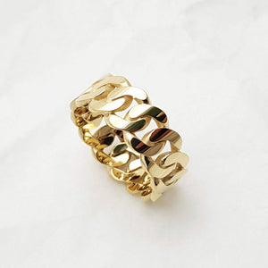 14k 18k gold cuban chain ring 1 Medium 8mm
