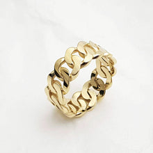 Load image into Gallery viewer, 14k 18k gold cuban chain ring 1 Medium 8mm
