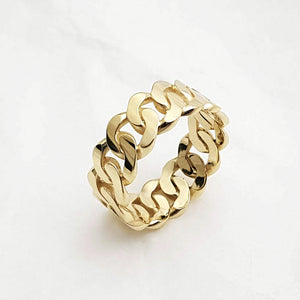 14k 18k gold cuban chain ring 1 Medium 8mm