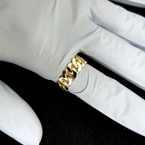 14k 18k gold cuban chain ring 1 Medium 8mm