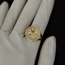Load image into Gallery viewer, 14k 18k gold circle compass ring 2
