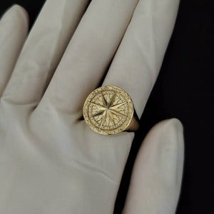 14k 18k gold circle compass ring 2