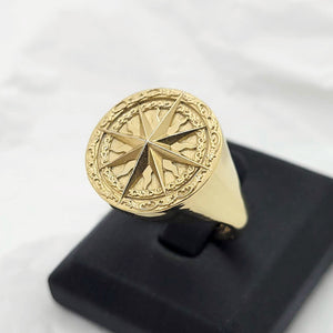 14k 18k gold circle compass ring 2