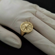 Load image into Gallery viewer, 14k 18k gold circle compass ring 2
