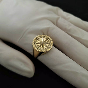 14k 18k gold circle compass ring 2