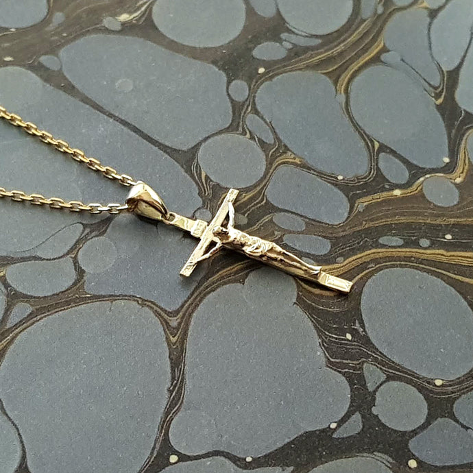 crucifix pendant necklace in 14k and 18k gold for women
