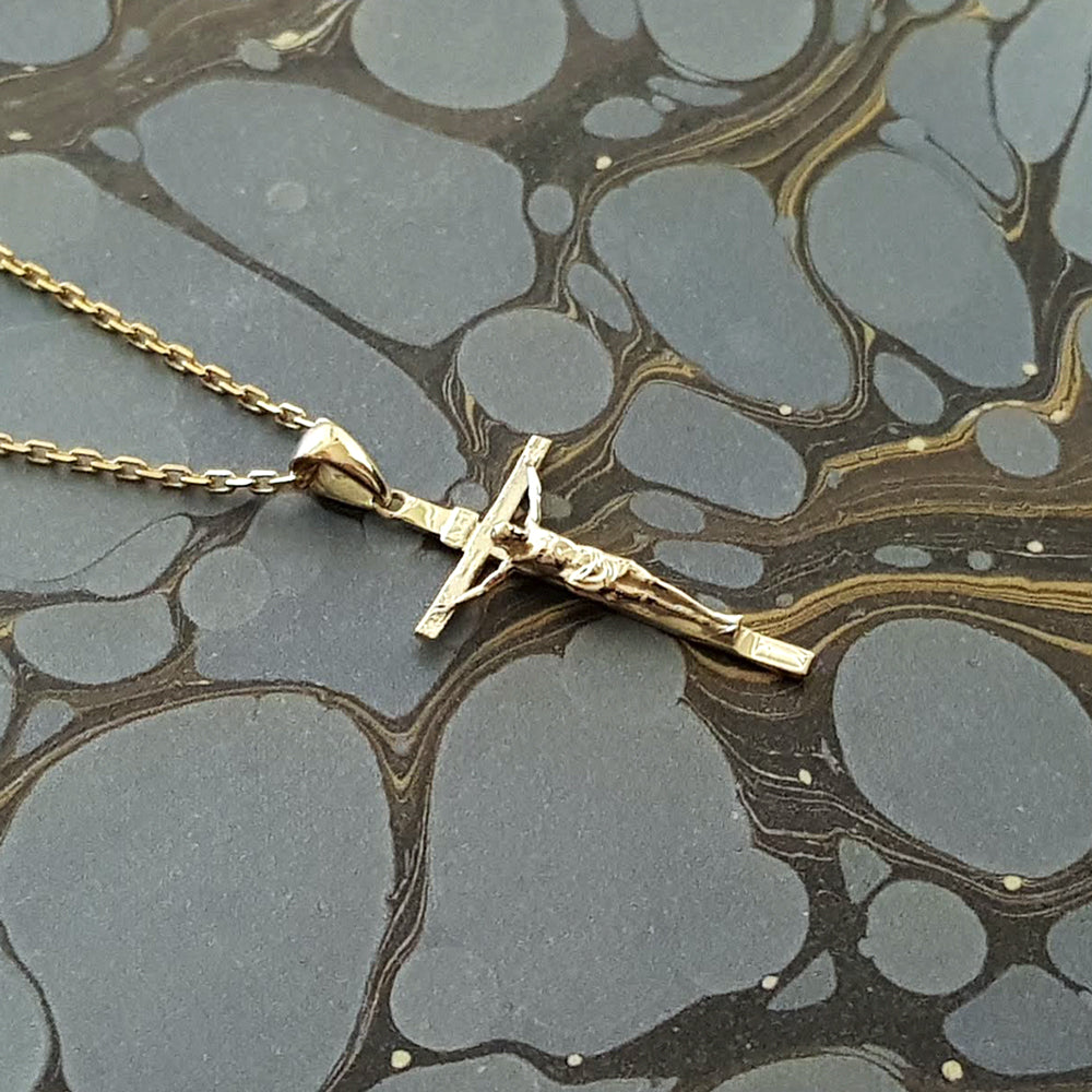 crucifix pendant necklace in 14k and 18k gold for women