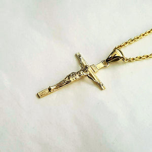 crucifix pendant necklace in 14k and 18k gold for women