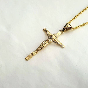 crucifix pendant necklace in 14k and 18k gold for women and men