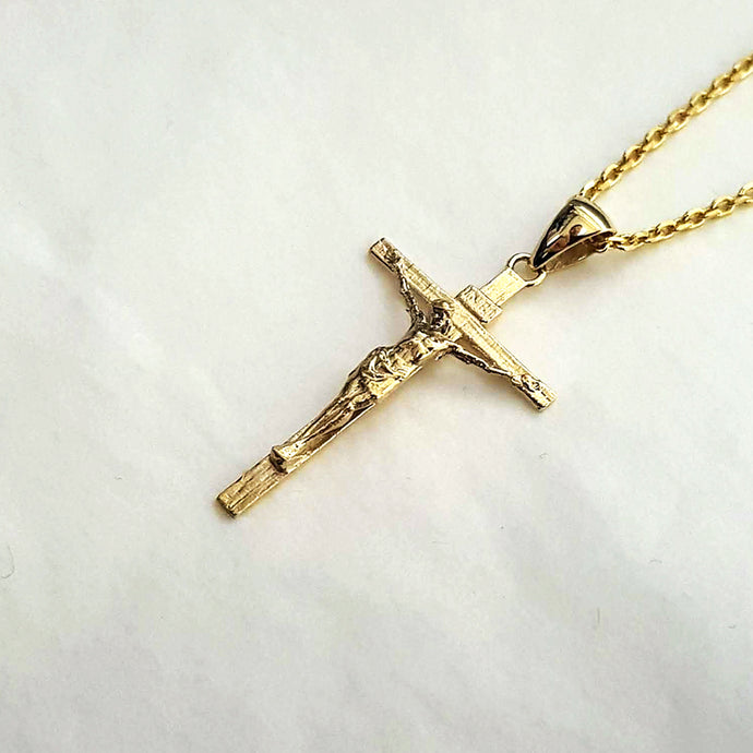 crucifix pendant necklace in 14k and 18k gold for women and men