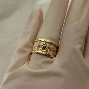 18k 14k gold wide korean dragon ring 2 for men