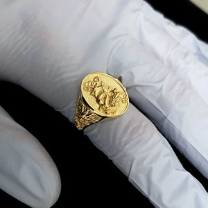 14k 18k gold oval korean dragon ring 3