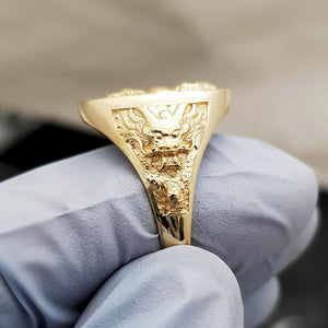 14k 18k gold oval korean dragon ring 3