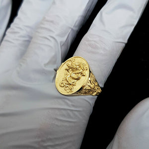 14k 18k gold oval korean dragon ring 3