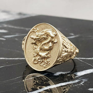 14k 18k gold oval korean dragon ring 3