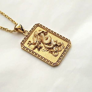 14k 18k gold Korean dragon pendant necklace 2