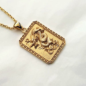 14k 18k gold Korean dragon pendant necklace 2