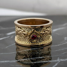 Load image into Gallery viewer, 18k 14k gold wide korean dragon ring 2 for men
