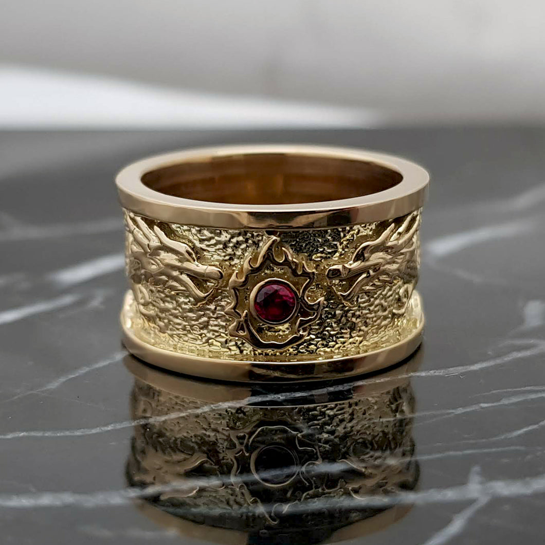 men's dragon ring in 14k and 18k gold