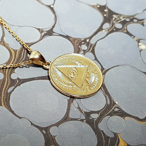 14k 18k gold circle eye of providence pendant necklace 1 Medium