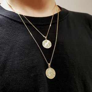 14k 18k gold circle eye of providence pendant necklace 1 Medium
