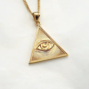 14k 18k gold triangle eye of providence pendant necklace 2