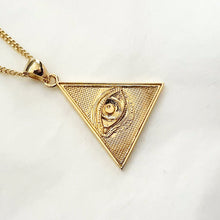 Load image into Gallery viewer, 14k 18k gold triangle eye of providence pendant necklace 2

