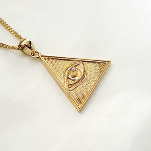 18k 14k gold triangle eye of providence necklace pendant 2 for women and men