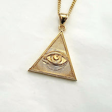 Load image into Gallery viewer, 14k 18k gold triangle eye of providence pendant necklace 2
