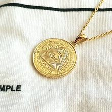 Load image into Gallery viewer, 14k 18k gold circle eye of providence pendant necklace 1 Medium
