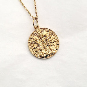 18k 14k gold women's zodiac Gemini pendant necklace 1