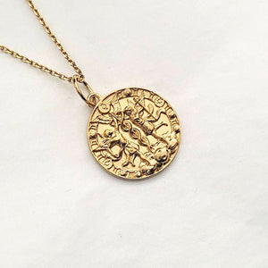 18k 14k gold women's zodiac Gemini pendant necklace 1