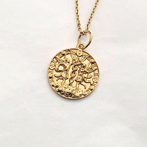 18k 14k gold women's zodiac Gemini pendant necklace 1