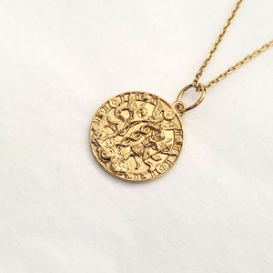 18k 14k gold women's zodiac Gemini pendant necklace 1