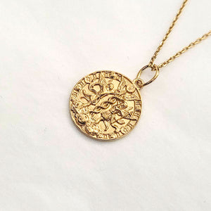 18k 14k gold zodiac Gemini necklace pendant for women