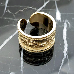 14k 18k gold wide galloping horses ring